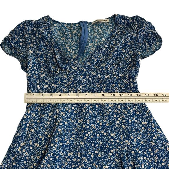 Princess Polly The Sting Mini Dress Blue Floral Size 4 - Picture 4 of 5